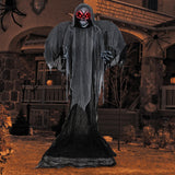 Tangkula 12.1 ft Halloween Hanging Reaper w/Wings, Voice Activated Animatronic Ghost w/Lighted Eyes & Terrifying Sounds