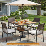 Tangkula 37" Square Wood Patio Dining Table for 4