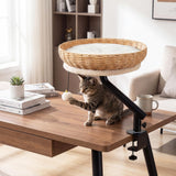 Tangkula Cat Desk Bed 360° Rotatable Rattan Desk Cat Bed Attachment