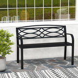 Tangkula Geometric Style Outdoor Metal Garden Park Bench for 2