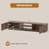 Tangkula Modern TV Stand 63”L Minimalist Entertainment Center w/ 2 Doors & Open Shelves