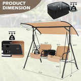 Tangkula 2 Person Porch Swing with Cooler Bag