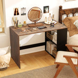 Tangkula 44 Inch Wooden Computer Desk with Bookshelf for Small Space