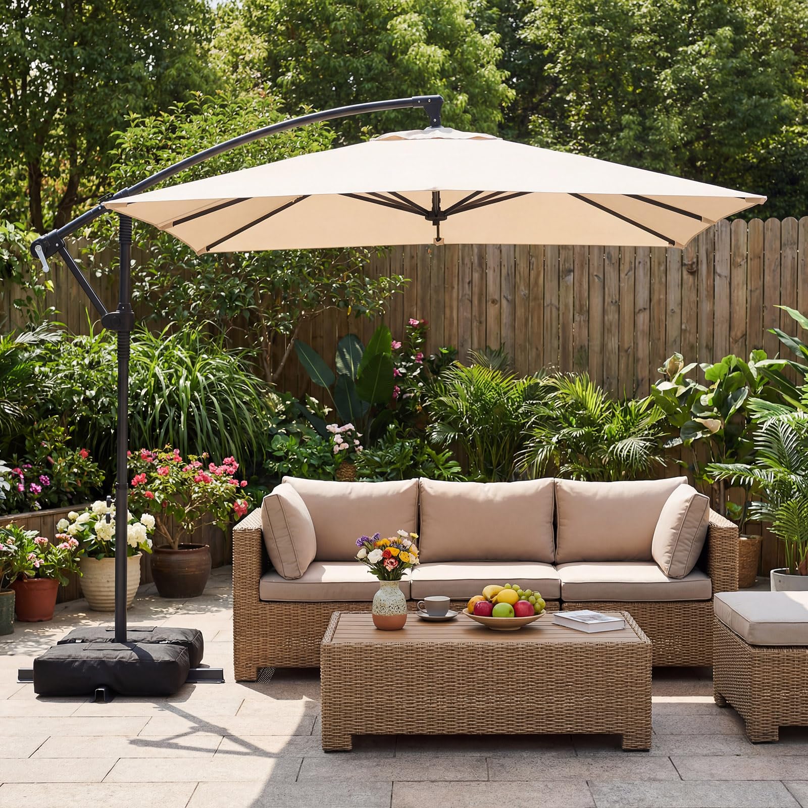 belleville 8 ft patio umbrella in tan Tangkula 8x8 FT Patio Umbrella with Base Included – tangkula
