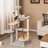 Tangkula Modern Cat Tree, 44 Inch Multi-Level Cat Tower with Removable Padded Top Perch