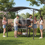 Tangkula 8 x 5 FT Grill Gazebo with 2 Metal Shelves 5 Hooks & 8 Ground Stakes