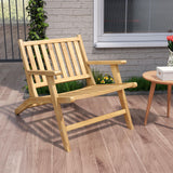Tangkula Outdoor Teak Wood Natural Mid Century Accent Armchair