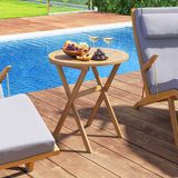 Tangkula 26 Inch Acacia Wood Outdoor Dining Table
