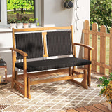Tangkula Outdoor Rocking Armchair with Curved Armrests for Porch