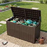 Tangkula Outdoor Storage Box | Waterproof PP Resin Patio Storage Box with Lockable Lid
