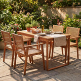 Tangkula 5 Pieces Outdoor Acacia Wood Dining Set for 4 Persons