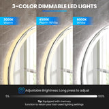 Tangkula LED Bathroom Mirror, Wall Mounted Round Mirror w/ 3-Color Dimmable Lights
