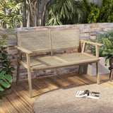 Tangkula Outdoor Teak Wood Garden Bench, 2-Person Patio Bench