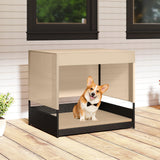 Tangkula Elevated Wicker Dog House