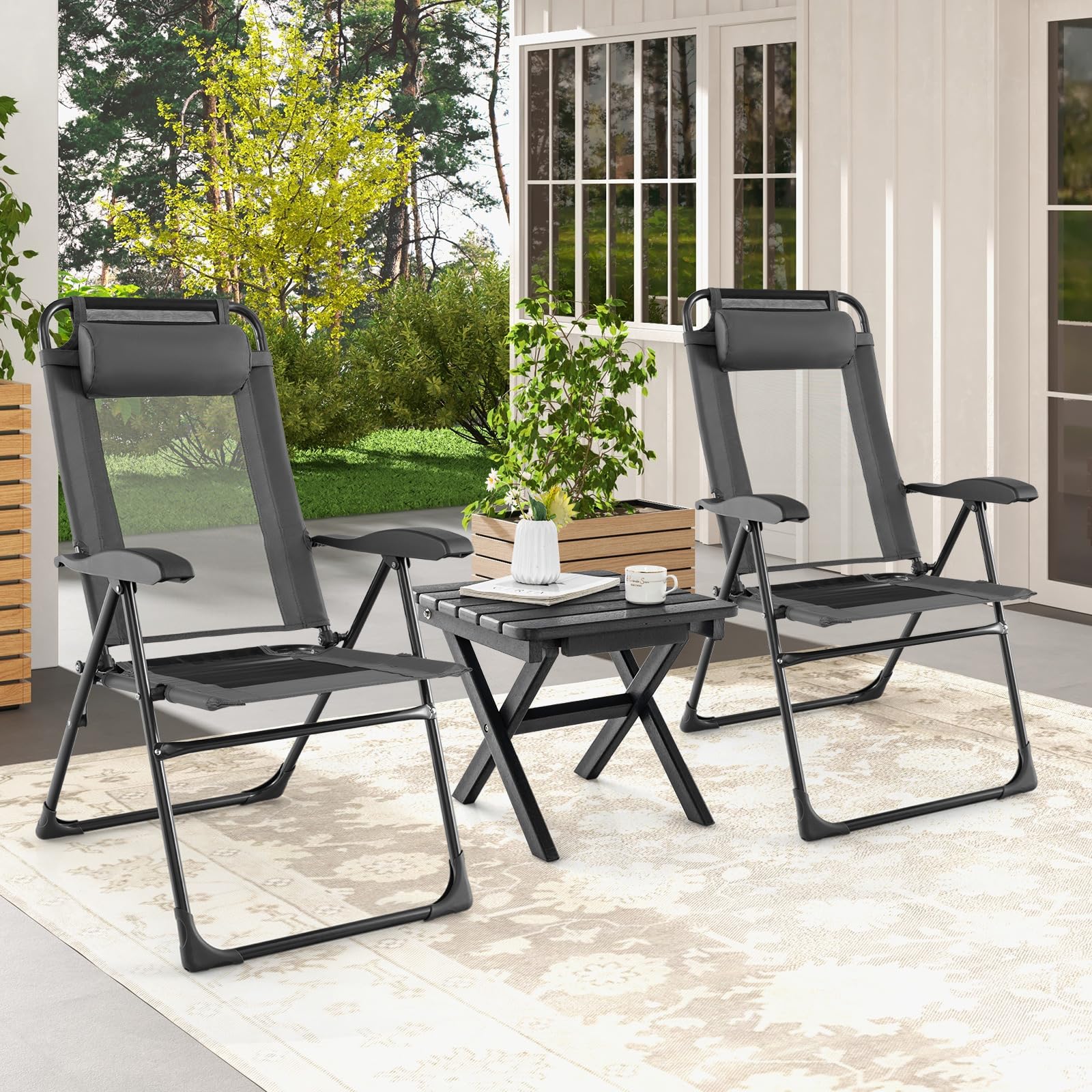 Tangkula Folding Patio Chairs Set