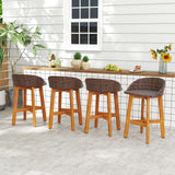 Tangkula Outdoor Rattan Bar Chairs Set of 2/4