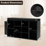 Tangkula Shoe Storage Bench with Umbrella Stand 10-Cubby Entryway Shoe Rack Organizer