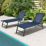 Tangkula 3 Piece Patio Chaise Lounge Set, Aluminum Patio Recliner with Coffee Table