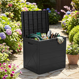 Tangkula 25 Gallon Waterproof PP Resin Outdoor Storage Box with Lockable Lid