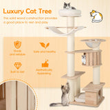 Tangkula Multi Layer Wood Cat Tower with Scratching Posts