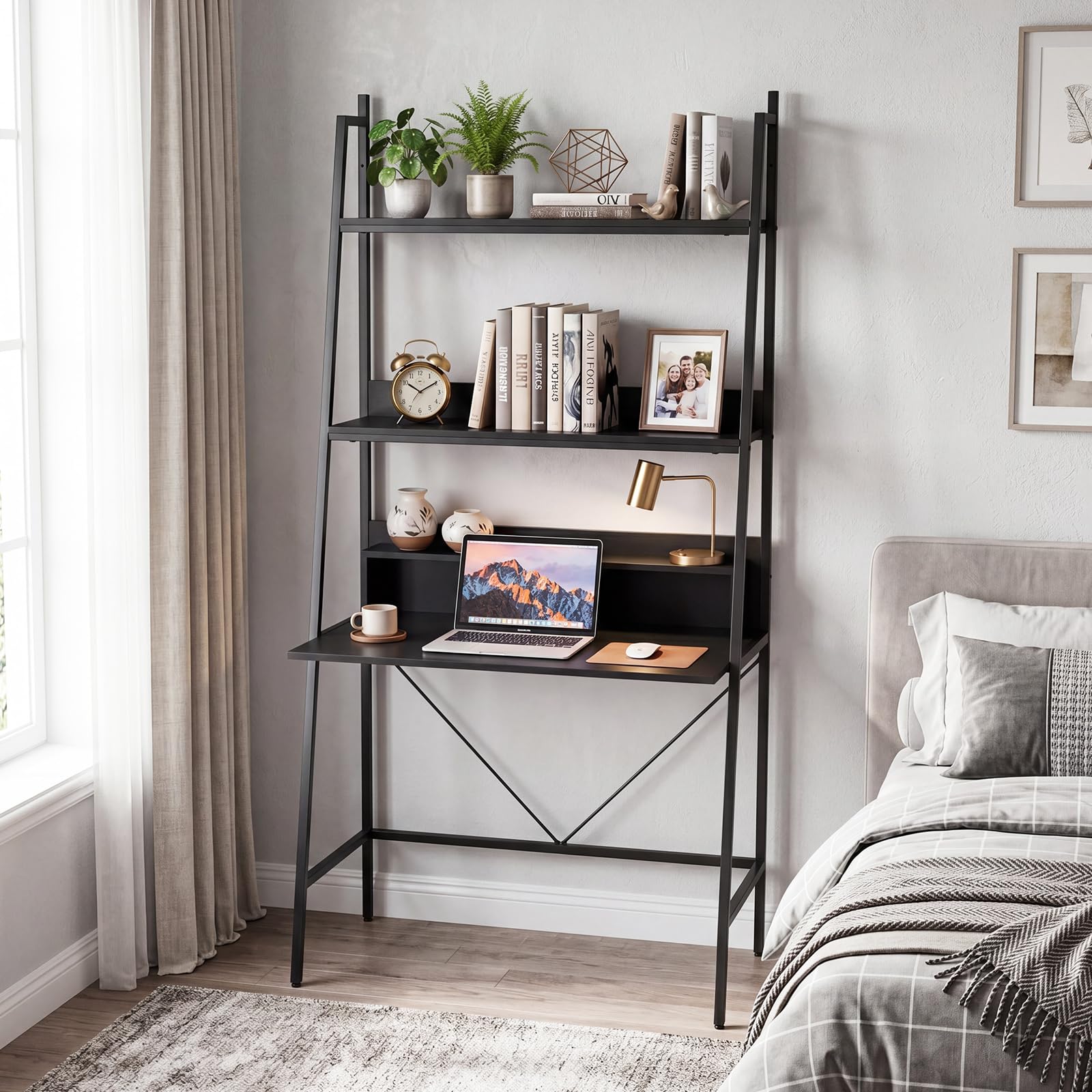 Tangkula 3-Tier Ladder Computer Desk with Storage Shelves