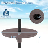 Tangkula 20" Umbrella Table 1.5" & 1.9" Umbrella Hole Faux Wood Grain Portable Round Umbrella Table Top