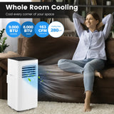 9000 BTU Portable Air Conditioner, 3-in-1 AC Cooling Unit with Remote Control, Dehumidifier, 24H Timer