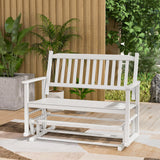 Tangkula 2 Person Outdoor Glider Chair, Poplar Wood Patio Swing Glider Loveseat Chair with Armrests