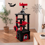 Gothic Cat Tree with Plush Perch and Spider Dangling Toy