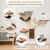 Tangkula Cat Wall Shelves 4-Layer Wall-Mounted Cat Tree with Sisal Scratching Mat