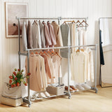 Tangkula Double Rod Clothes Rack Heavy-Duty Metal Garment Rack