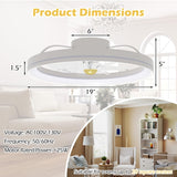 Tangkula Ceiling Fan with Lights 3000-6500K Dimmable Modern Flush Mount LED