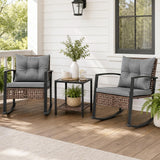 Tangkula 3-Piece Outdoor Rocking Chair Set for Garden