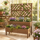 Tangkula 2-Tier Wooden Raised Garden Bed with Trellis