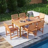 Tangkula 7-Piece Patio Wood Dining Table Set for Backyard Poolside Garden Lawn