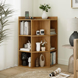 Tangkula 9 Cube Corner Bookshelf with Charging Station