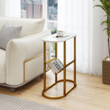 Tangkula 2-tier Industrial Oval Side Table with Mesh Shelf