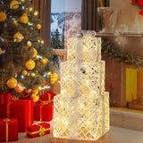 Tangkukla 3 Pack Christmas Lighted Gift Box, Pre-Lit Festive Boxes w/ 50 LED Lights