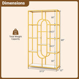 Tangkula 5-Tier Geometric Bookshelf 69”H Tall Freestanding Open Bookcase Modern Luxurious Display Rack