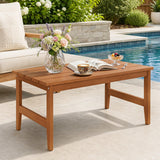 Tangkula 35.5" Solid Hardwood Rectangular Outdoor Coffee Table