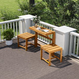 Tangkula 3-in-1 Outdoor Acacia Wood Loveseat Bench Furniture
