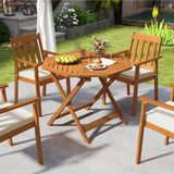 Tangkula Wood Patio Dining Table with 1.97" Umbrella Hole