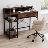 Tangkula Small Computer Desk with Power Outlets