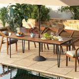 Tangkula 79 Inch Outdoor Dining Table, 8-Person Patio Table with 1.9 Inch Umbrella Hole