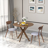 Tangkula 3-Piece Dining Table and Chair Set, Round Wooden Dining Set