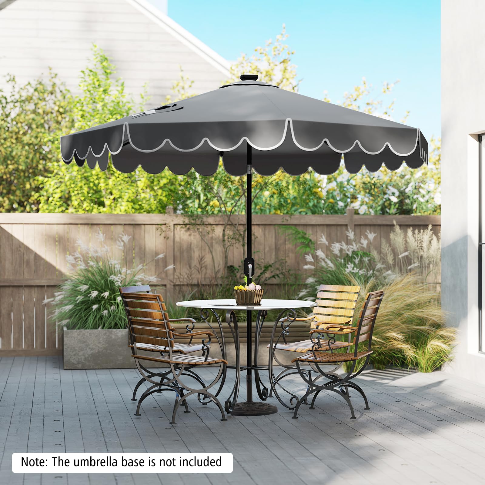 green scalloped patio umbrella Tangkula 2-Tiers Scalloped Outdoor Table Market Umbrella with 32 LED L – tangkula