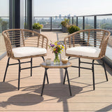 Tangkula 3 Pieces PE Rattan Patio Furniture Set