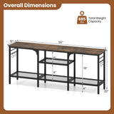 Tangkula 55" Long Industrial TV Stand with 4 Open Storage Shelves & Metal Hooks