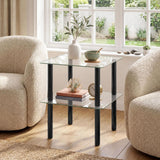Tangkula 2-Tier End Table w/Tempered Glass Tabletop