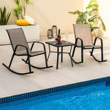 Tangkula Patio Rocking Chair Set of 2/4, Outdoor Ergonomic Rockers with Breathable Fabric Seat